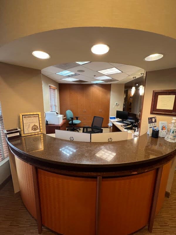 Concierge's desk located near the front reception area